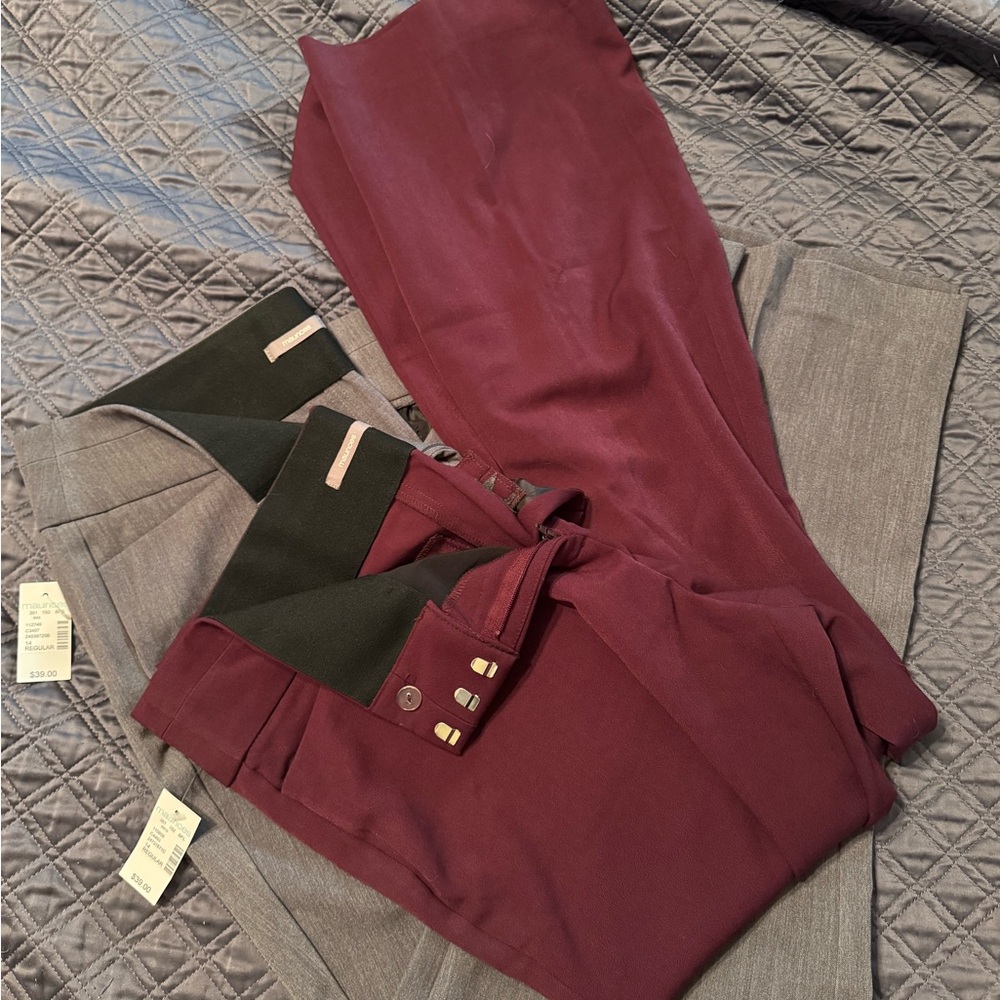 NWT Maurices Burgundy and Gray Boot Cut Pants